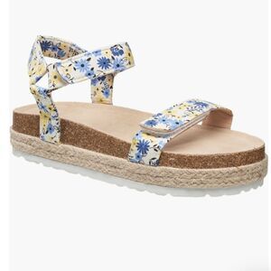 🔥Lucky Brand floral  Blue Cork Sole Sandals sandal kids Sz 3 New